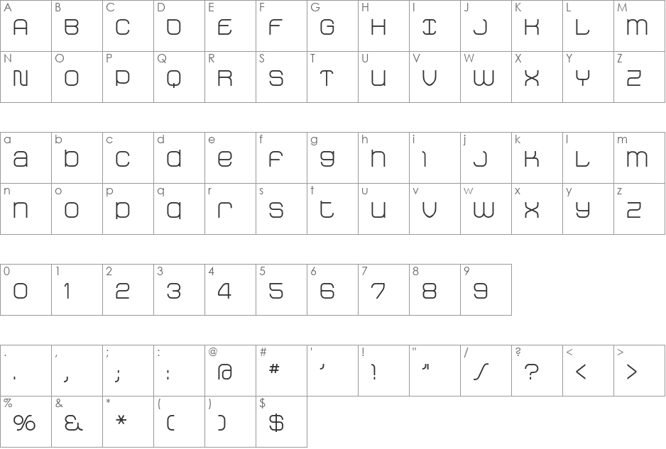 Stak font character map preview