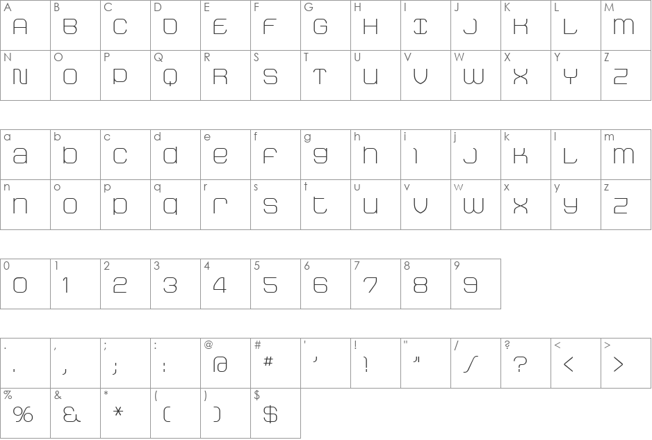 StakLight font character map preview