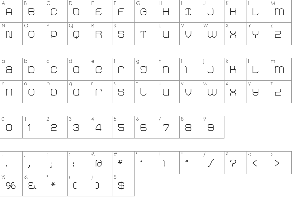 StakRegular font character map preview