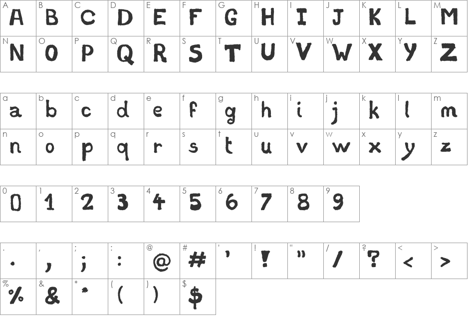 Stampede font character map preview