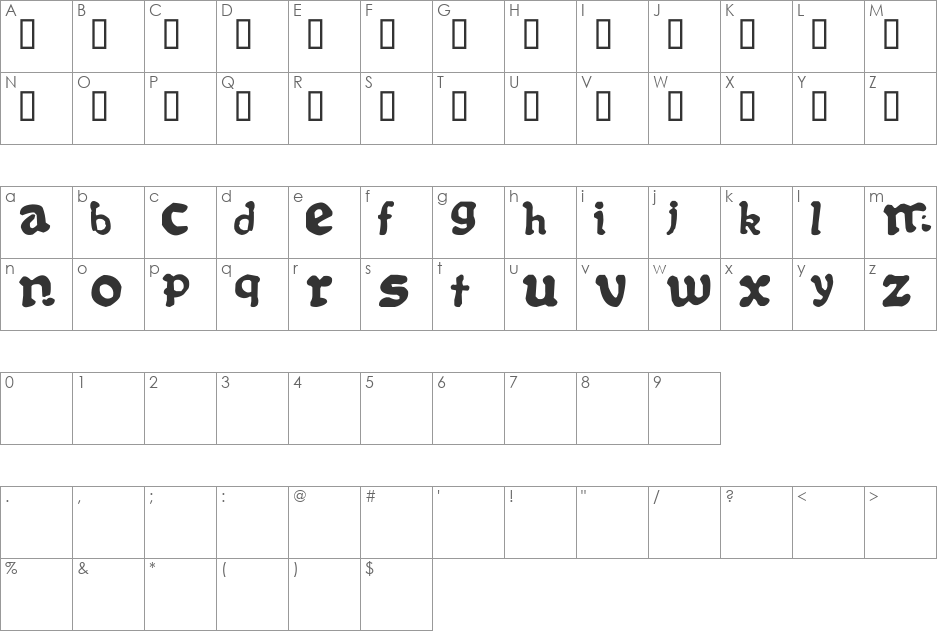 Stamper font character map preview