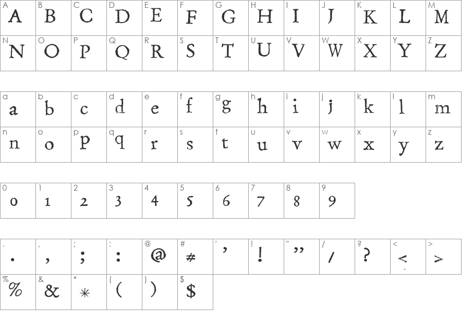 Stamping Nico font character map preview