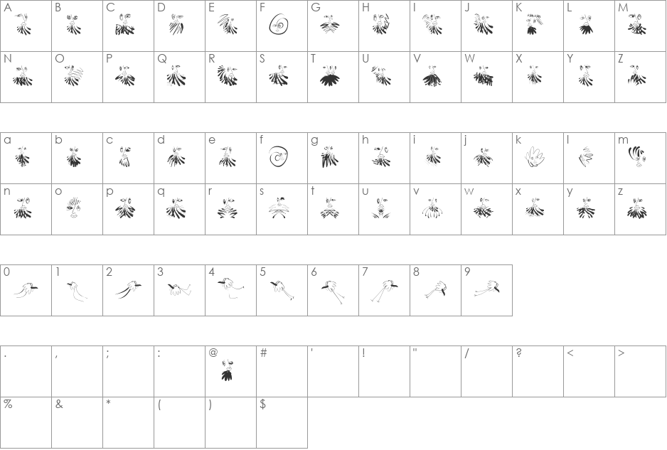 Beardfaces font character map preview