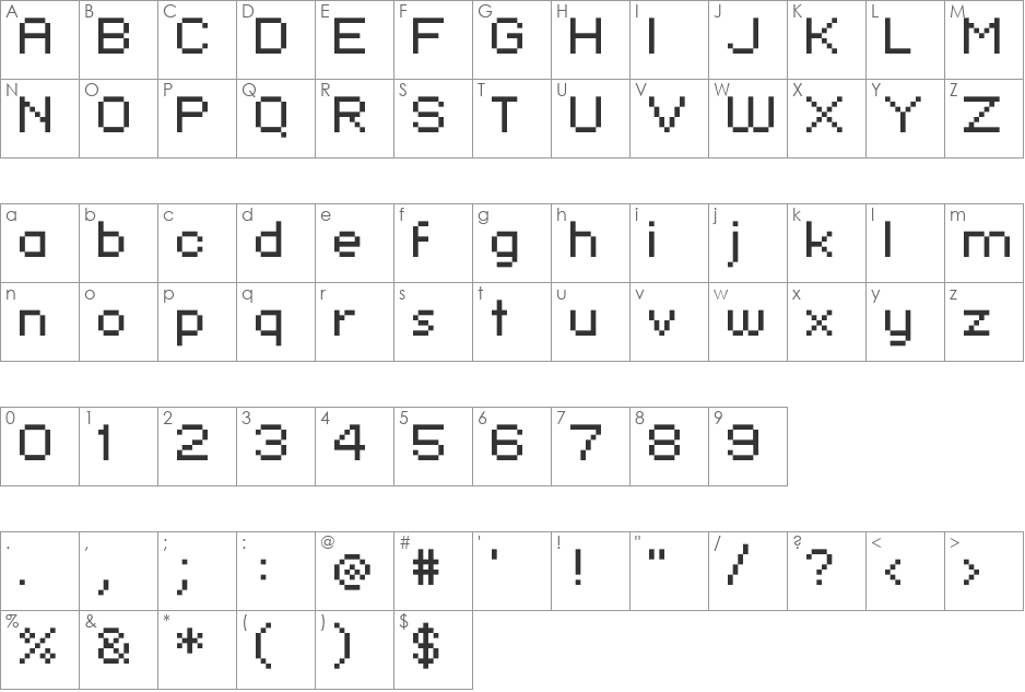 standard 07_53 font character map preview