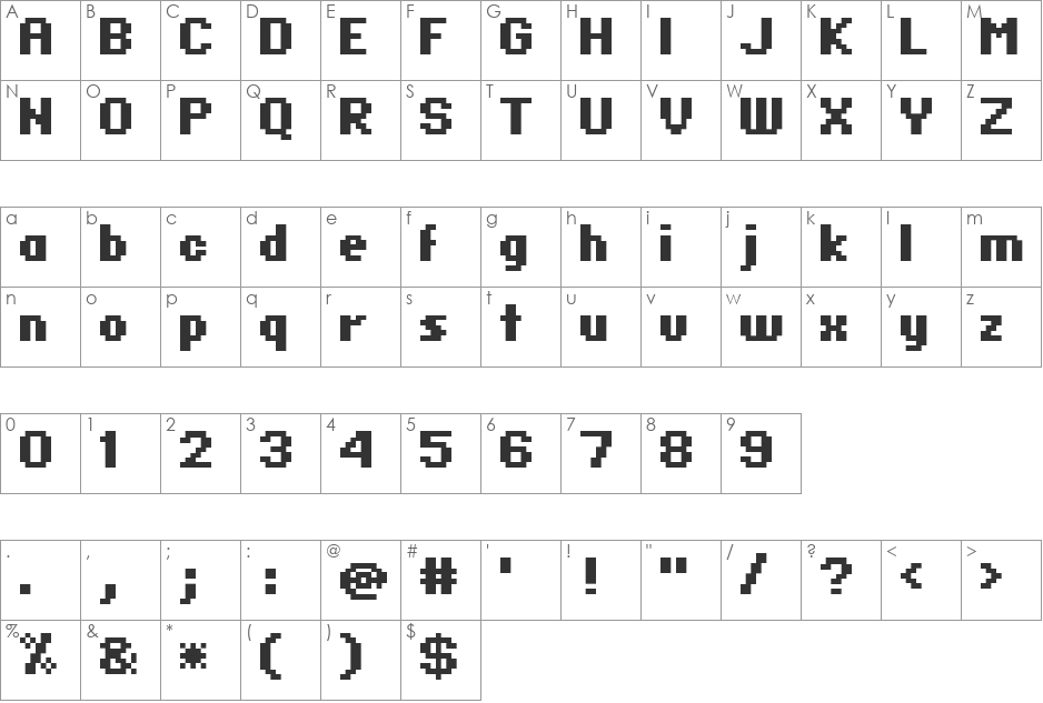 standard 07_65 font character map preview