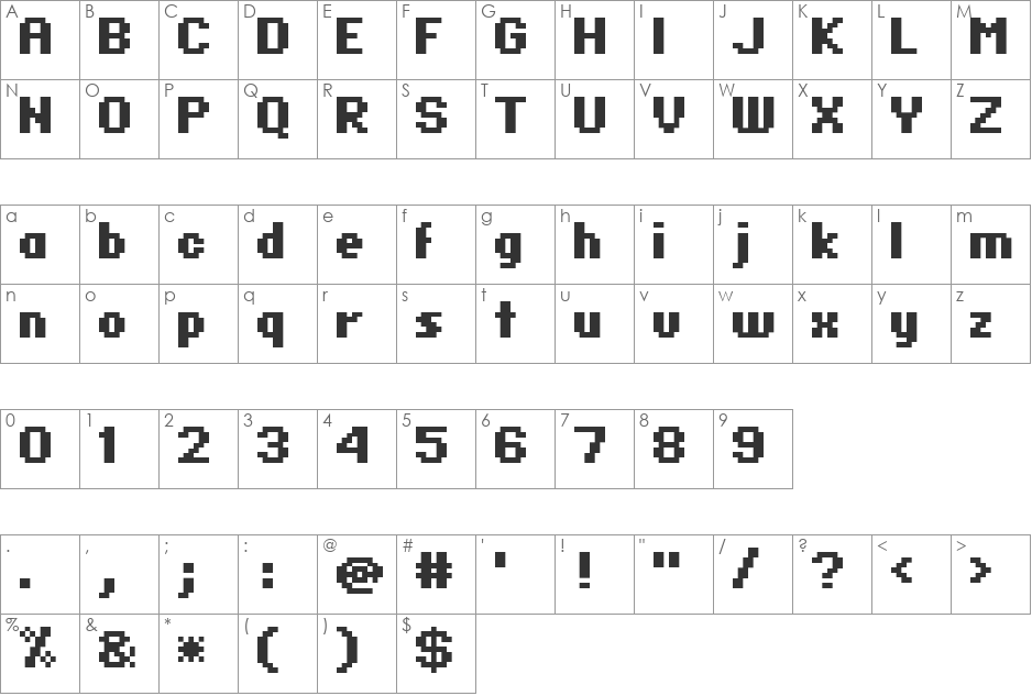 standard 07_66 font character map preview