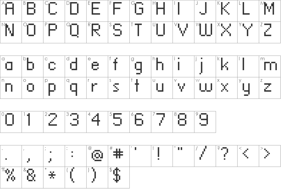 standard 09_55 font character map preview