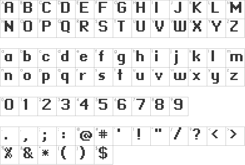 standard 09_65 font character map preview