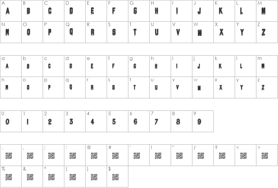 StandardHeader font character map preview