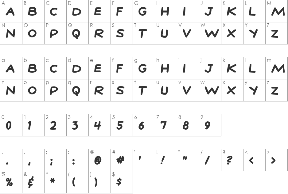 StanLee font character map preview