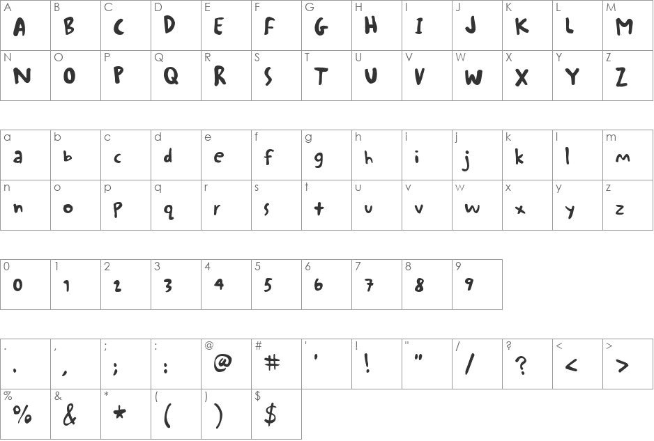 StantonICG font character map preview