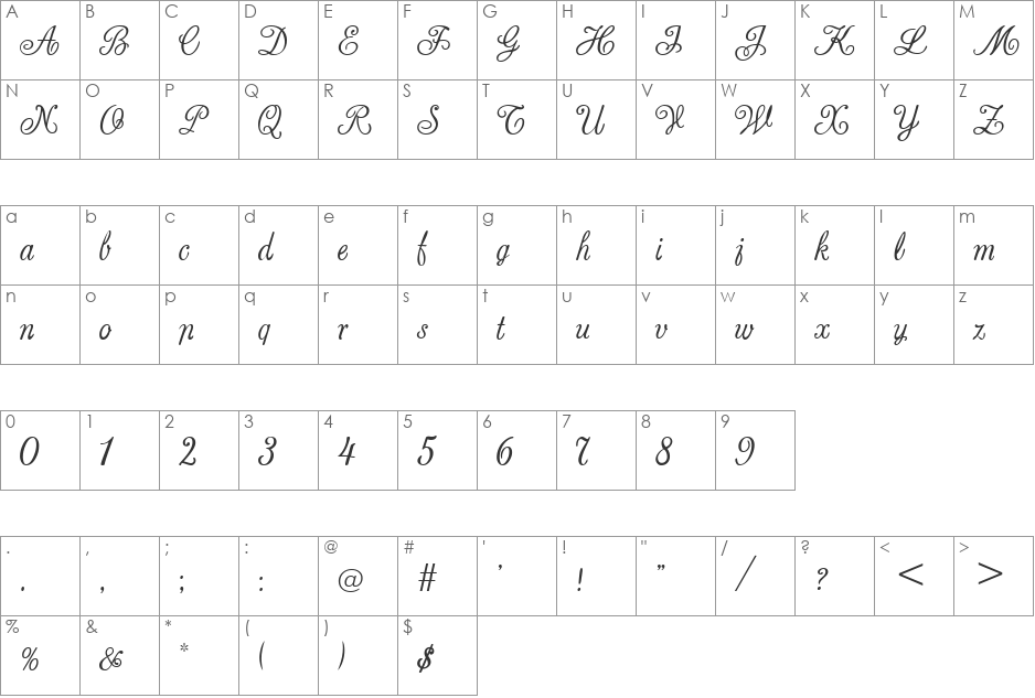 Stanzie JF font character map preview