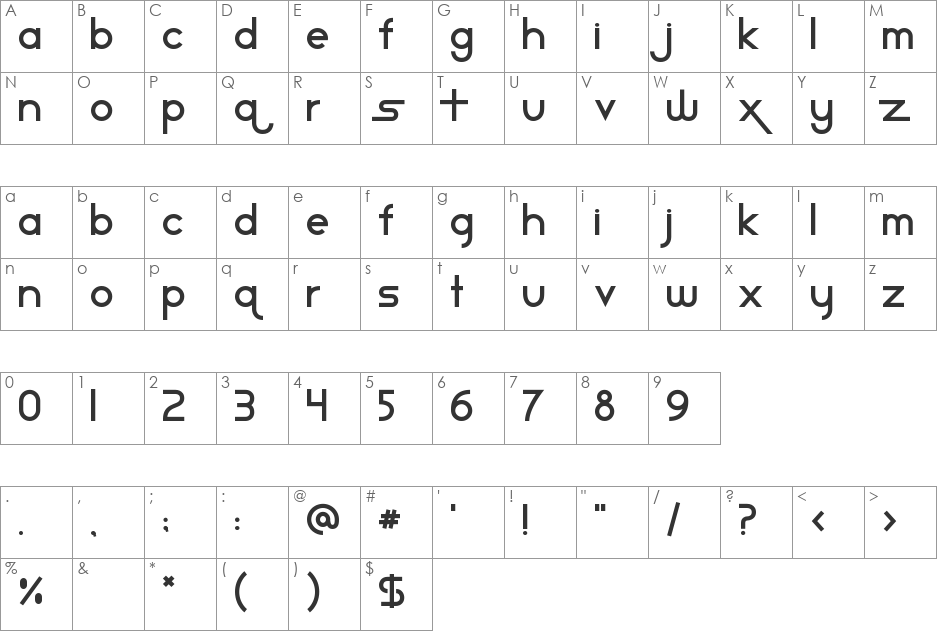 Star Avenue font character map preview
