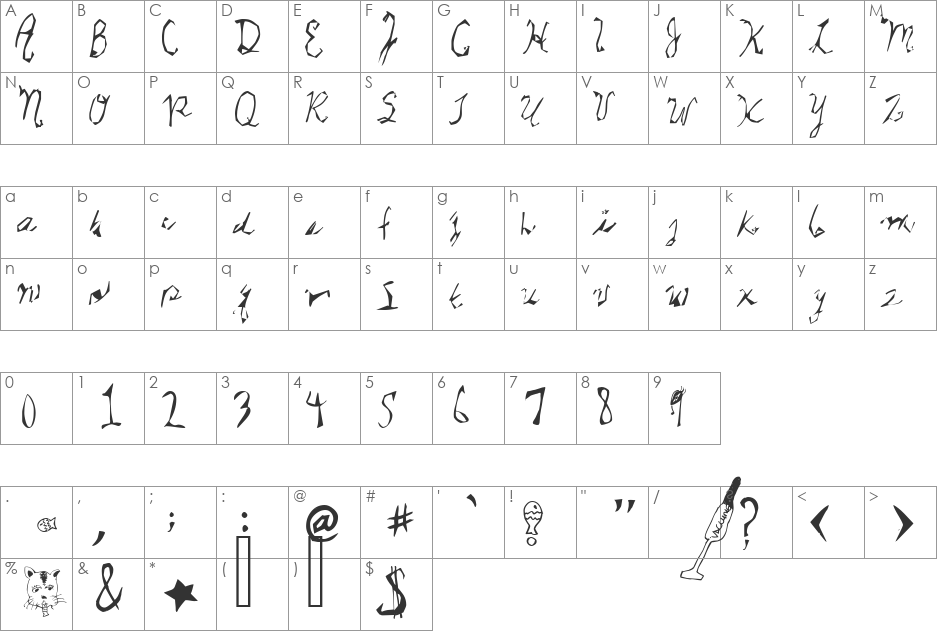 Star Cat font character map preview