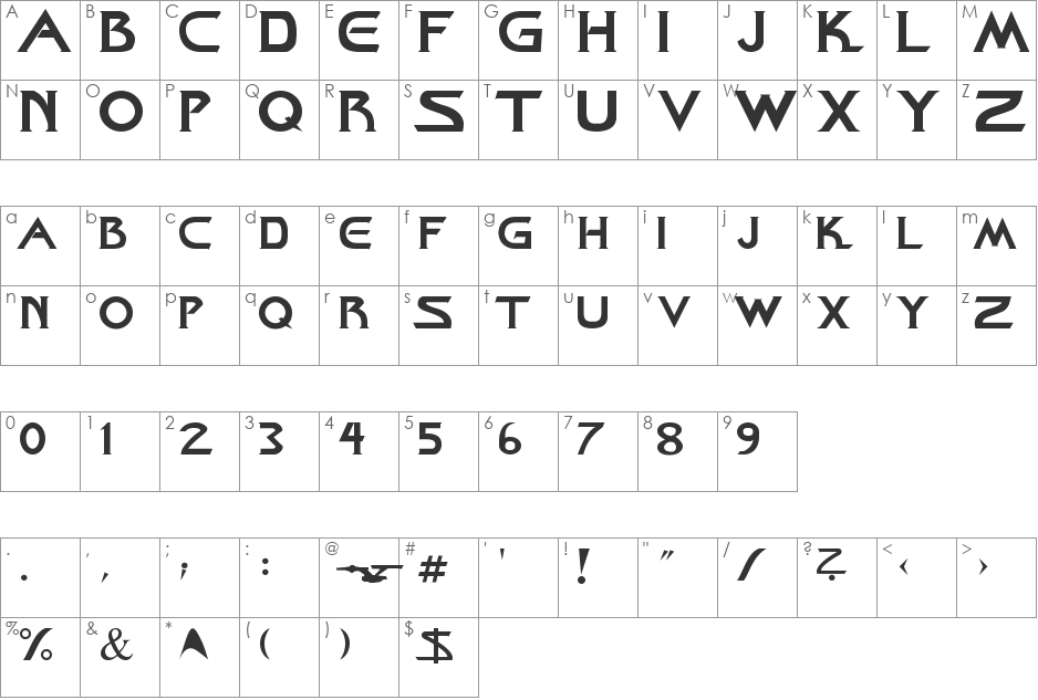 Star Down V1.1 font character map preview