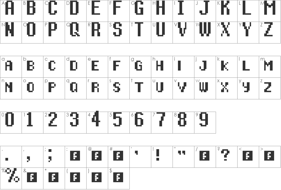 Star Fox/Starwing font character map preview