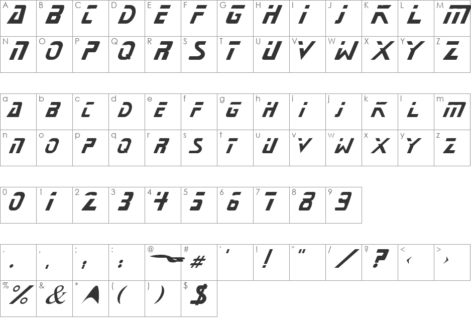 Star Next font character map preview