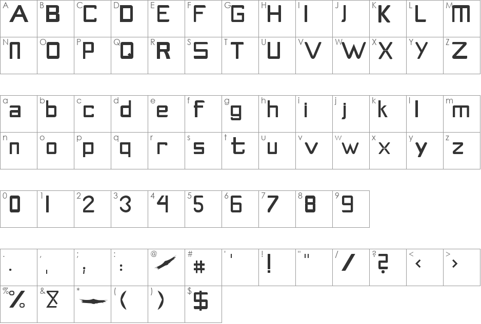 Star Patrol font character map preview