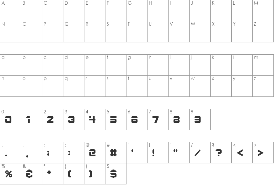 Star Trek Hebrew font character map preview