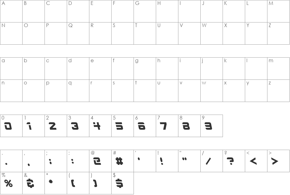 Star Trek Hebrew Italic font character map preview