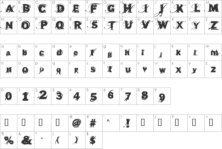 Beast font character map preview