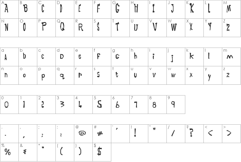 Starbuck font character map preview