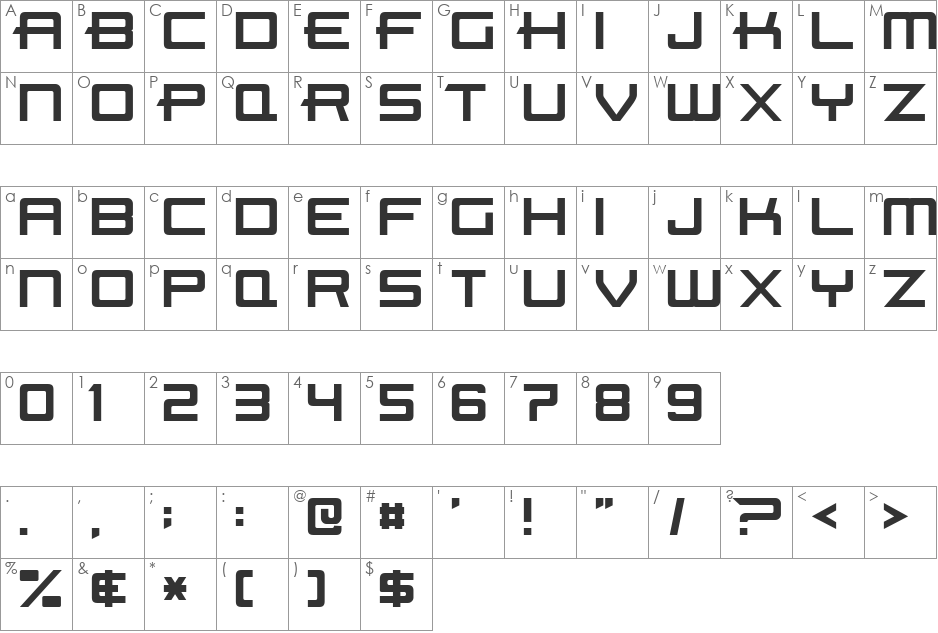 Beast Machines font character map preview