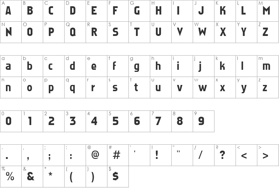 Stare 1 font character map preview