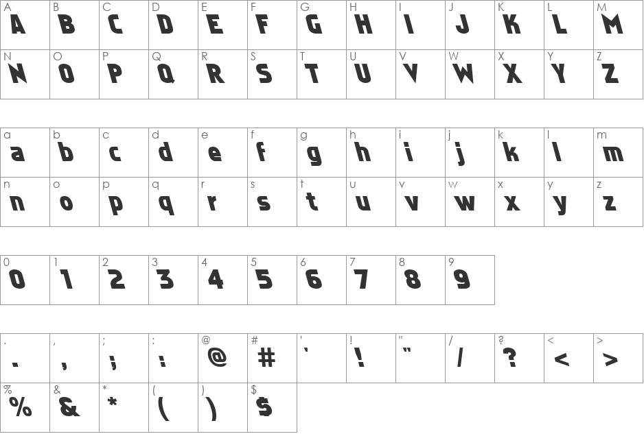 Stare 3 font character map preview