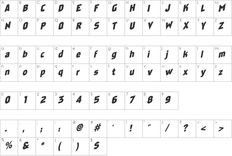 Stare 4 font character map preview