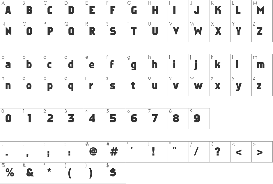 Stare 5 font character map preview