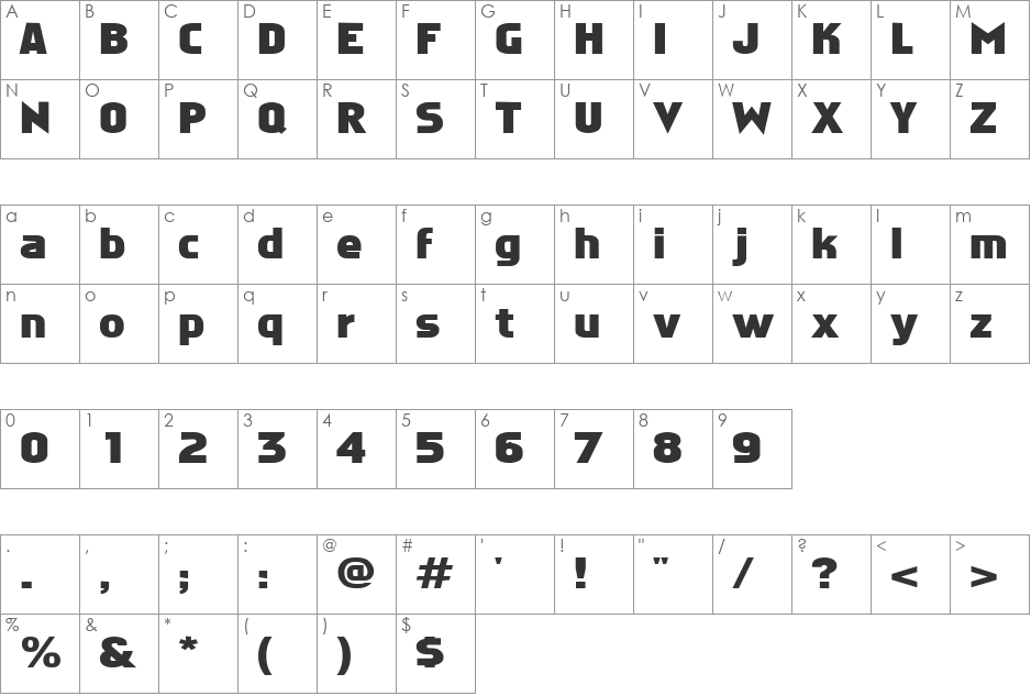 Stare 6 font character map preview