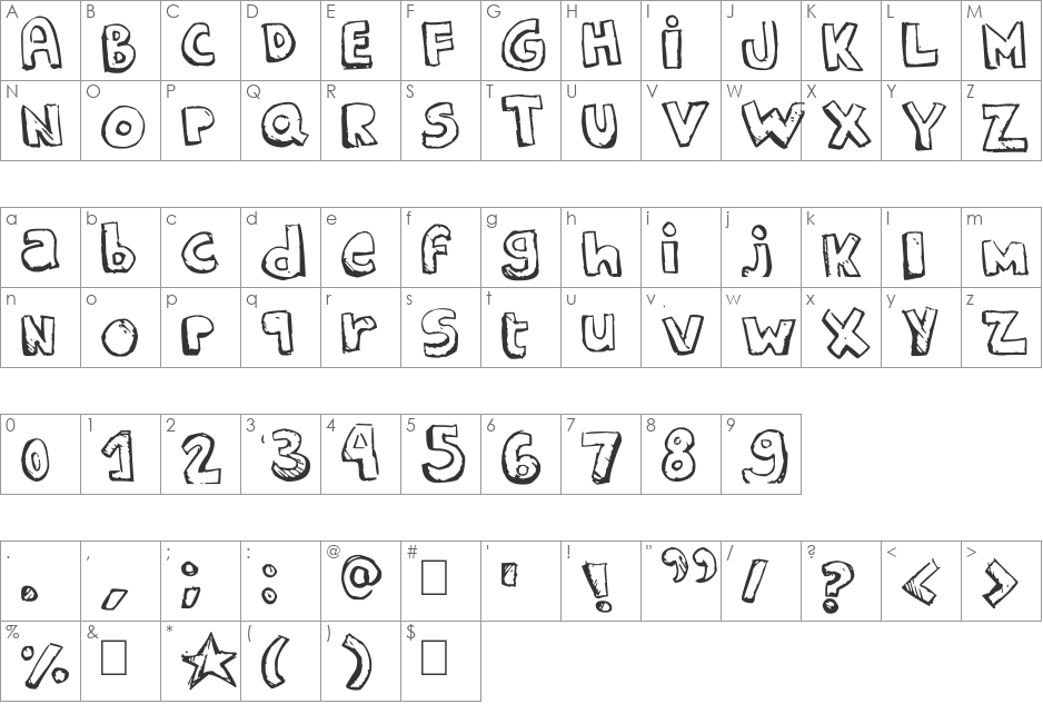 STARGUIDES font character map preview