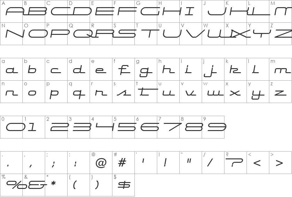 Starliner BTN font character map preview