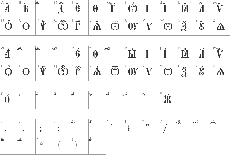 StaroUspenskaya Caps ieUcs font character map preview