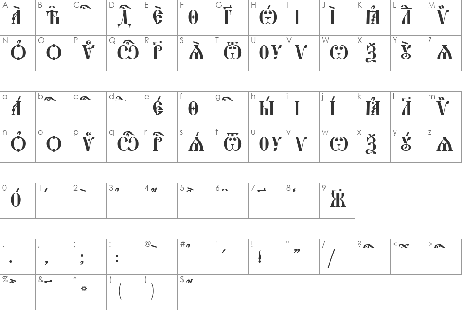 StaroUspenskaya Caps kUcs font character map preview