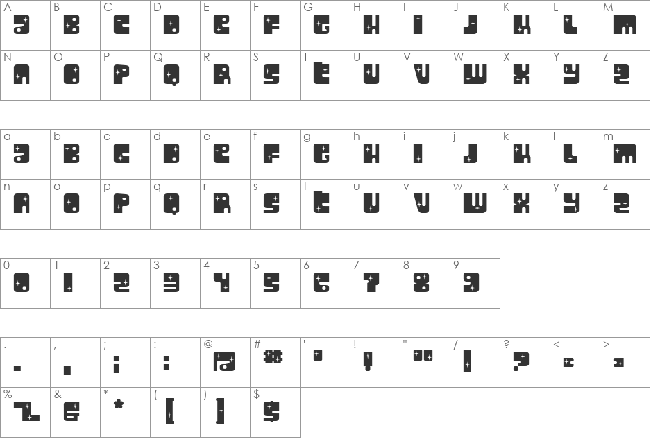 Starryeyes font character map preview