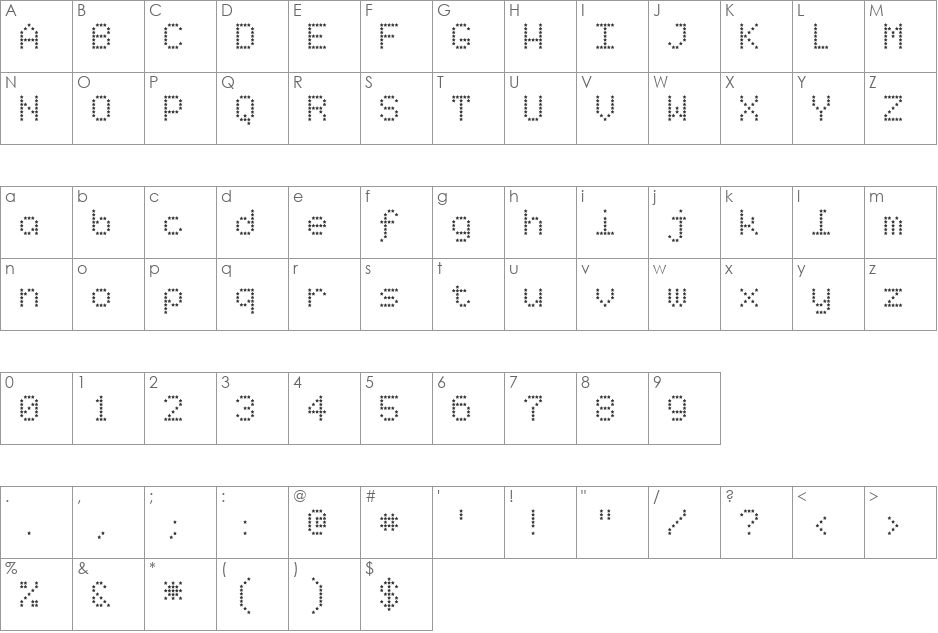 StarryTypeLA font character map preview