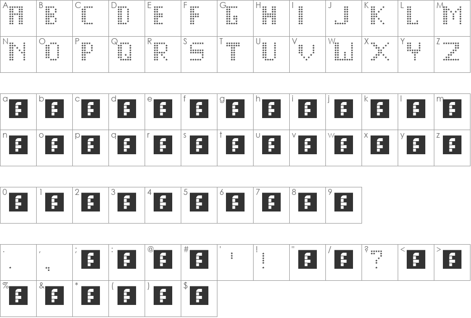 StarsandStripes font character map preview