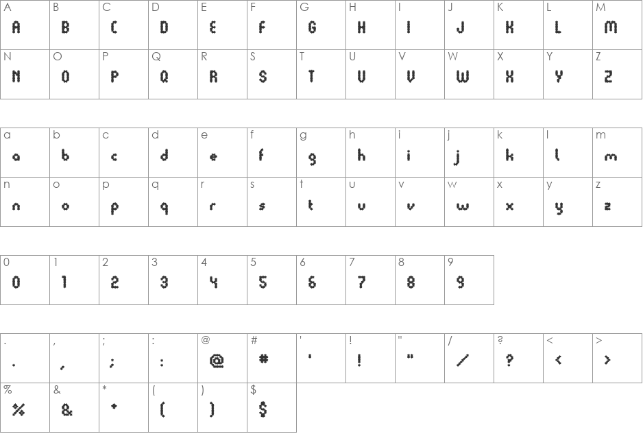 Starstruc font character map preview