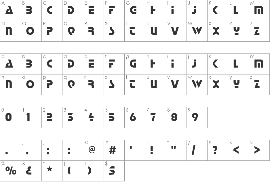 Start font character map preview