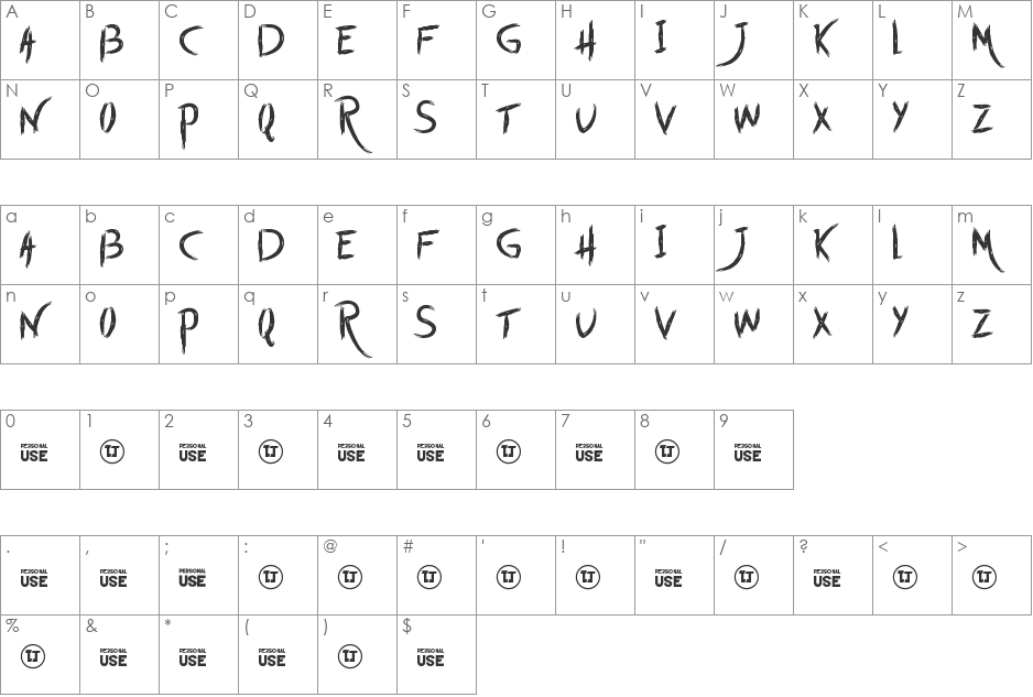 Start with Today font character map preview