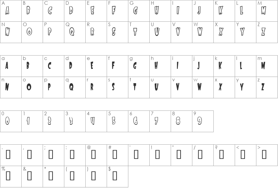 StartlingFont font character map preview