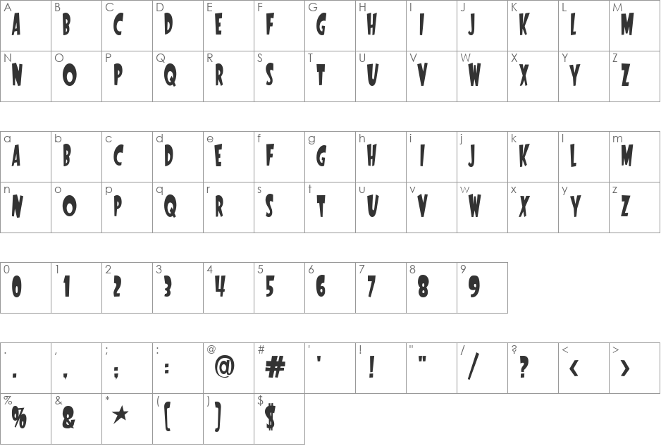 StartlingFont font character map preview