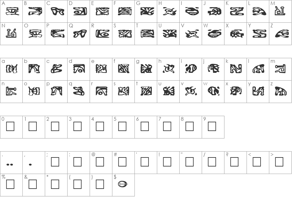 StarTrek Bajoran Ideogram font character map preview