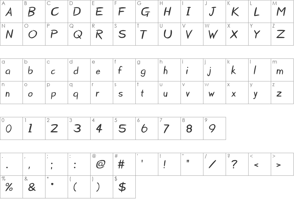 Starzy Darzy lowercase letters font character map preview