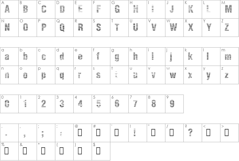 Static Age Horizontal Hold font character map preview