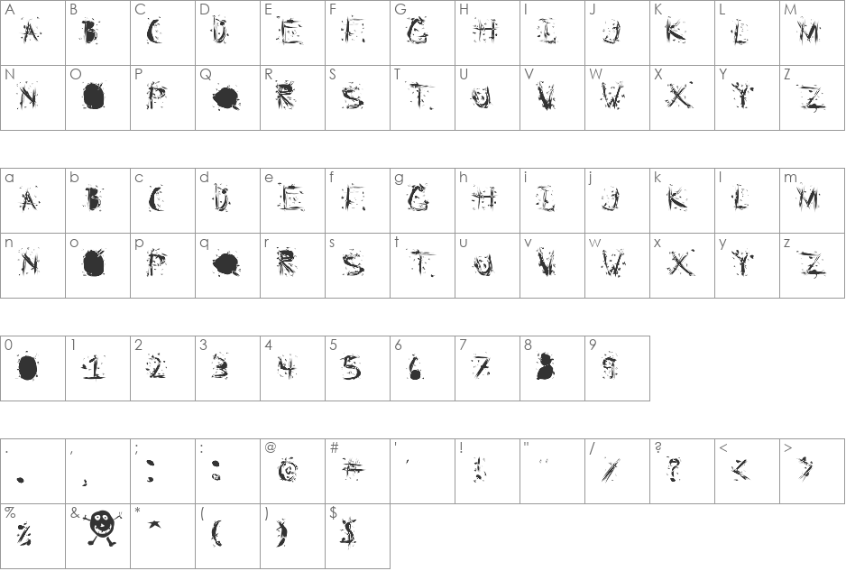 Static Cling font character map preview