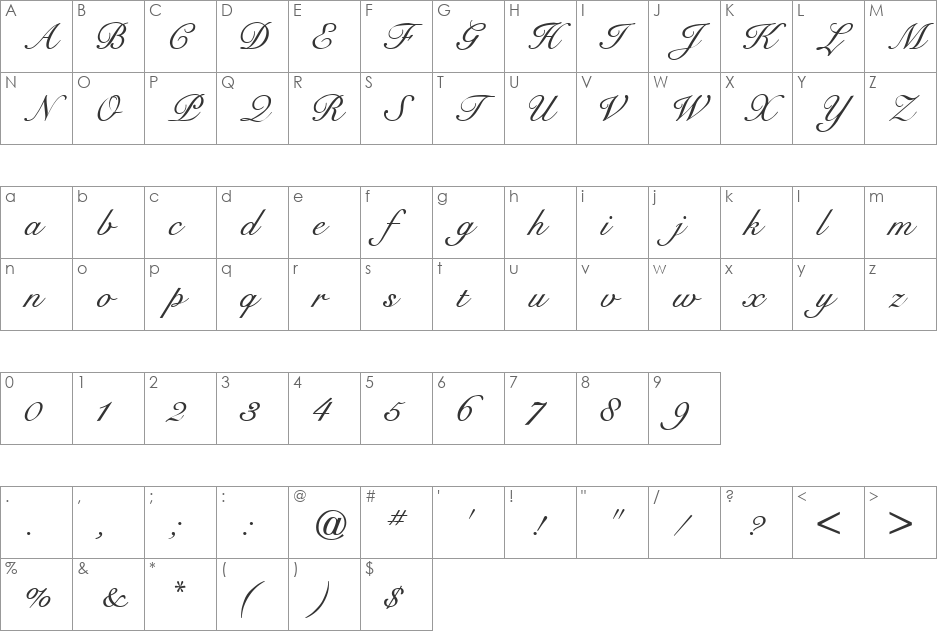 STAVANGER font character map preview