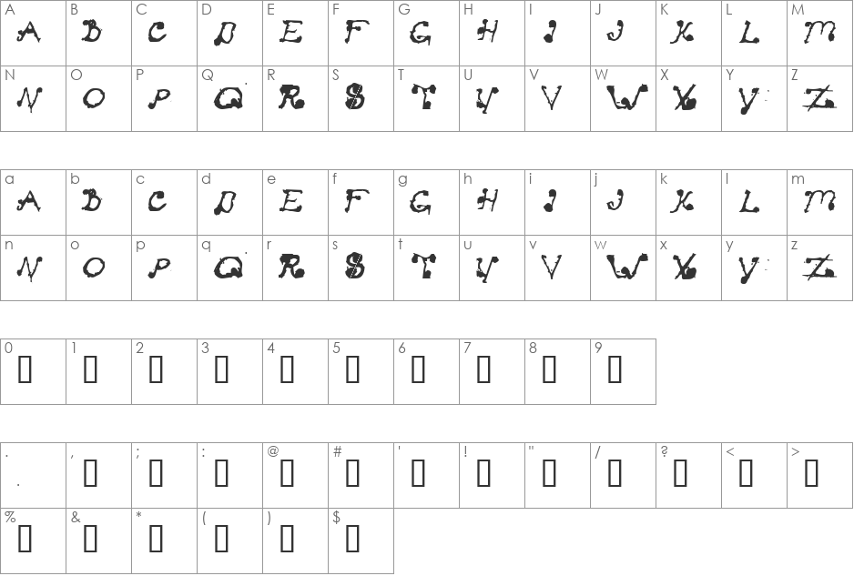 Stay Clear font character map preview